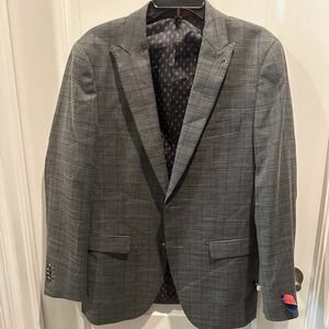 Zanetti ZNT18 Dario Plaid Print Two-Button Notch Lapel Blazer 40R